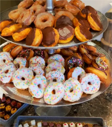 Assorted Easter Brunch donuts on display at Double Barrel Steak.