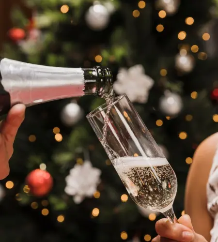 Festive champagne toast at a holiday party